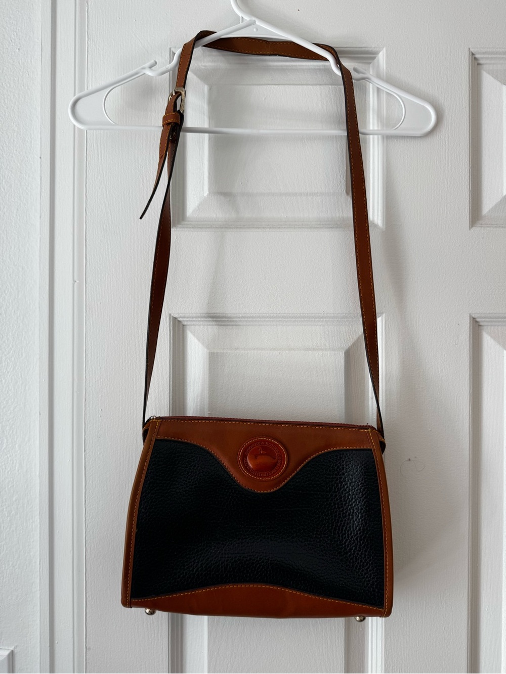 Dooney & Bourke Black & Brown Pebbled Leather Crossbody
